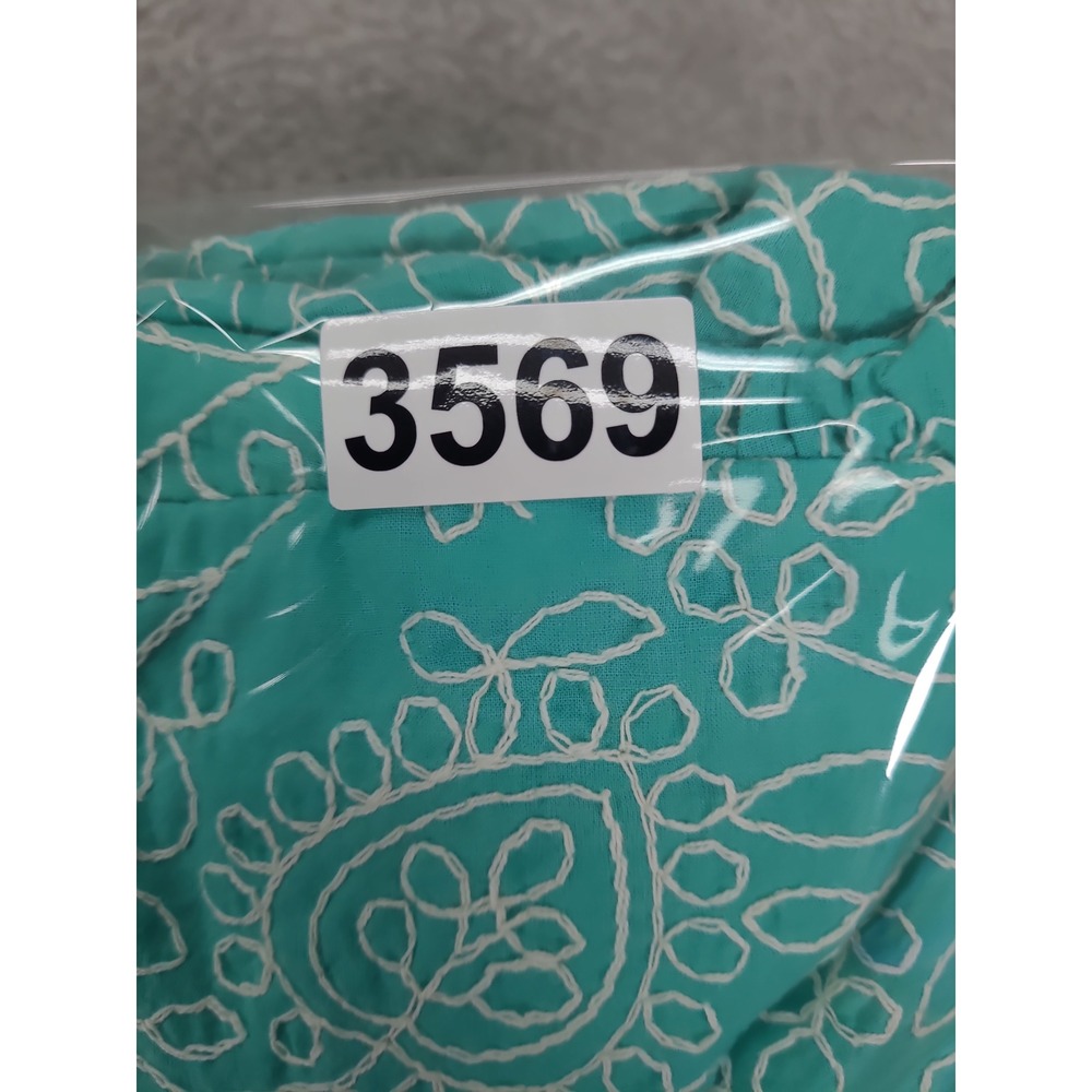 HAROLDS Turquoise White Paisley Embroidered Knee Length Sundress Size 6 - Picture 9 of 9